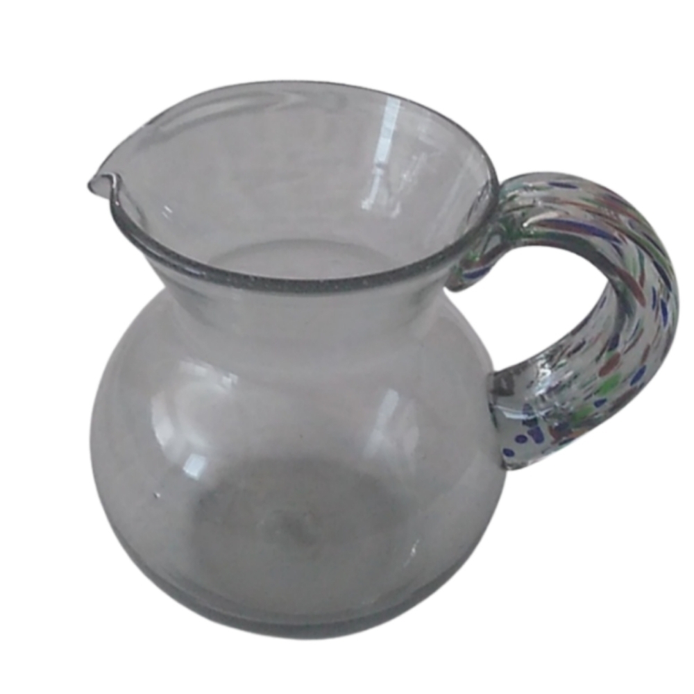 Blown Glass Clear Margarita Pitcher with Confetti Handle